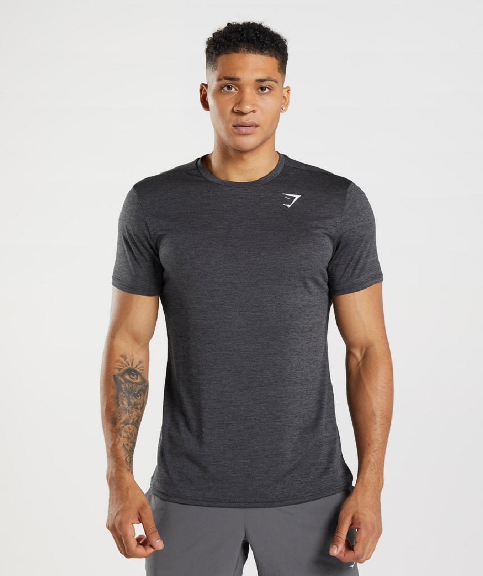 Gymshark Arrival Marl Muške T Shirts Crne Crne Sive | HR 2416DFM